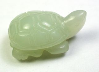 Hand Carved Jade Button Realistic Turtle 1 " Adorable