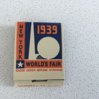 Vintage Full Matchbook,  1939 York World’s Fair,  Nmint,