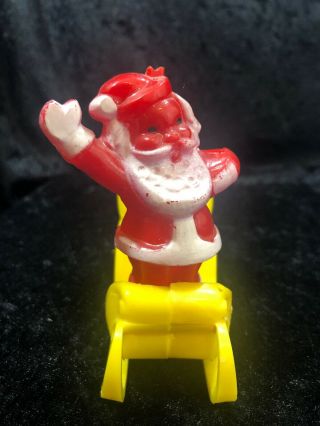 Vintage Rosen Plastic Santa in a Yellow Sleigh Candy Container 1950 ' s HTF Rosbro 2