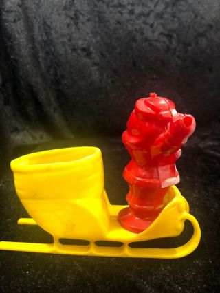Vintage Rosen Plastic Santa in a Yellow Sleigh Candy Container 1950 ' s HTF Rosbro 3