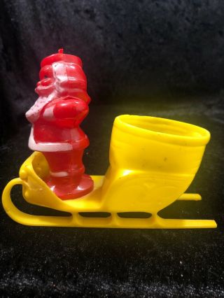 Vintage Rosen Plastic Santa in a Yellow Sleigh Candy Container 1950 ' s HTF Rosbro 5