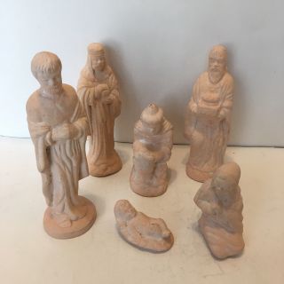 Christmas Nativity Set 6 Ceramic Figurines Baby Jesus Mary Joseph 3 Wise Men