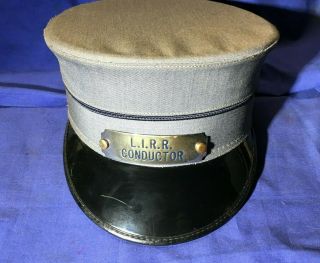 Vintage Long Island Rail Road Conductors Hat L.  I.  R.  R.  With Conductors Badge