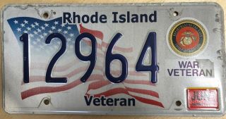 Rhode Island War Veteran License Plate - Navy