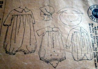 Lovely Vtg 1920s Girls Romper & Hat Mccall Sewing Pattern 6 Months