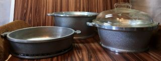 Set Of 4 Guardian Service Heavy Duty Aluminum Cooking Pots Lid 3,  2,  2 1/4 Qts