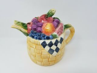 Certified International Porcelain Fruit Basket Teapot By Susan Winget