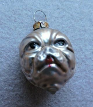 Antique German Glass Christmas Ornament - Two Sided Cat - 1940s