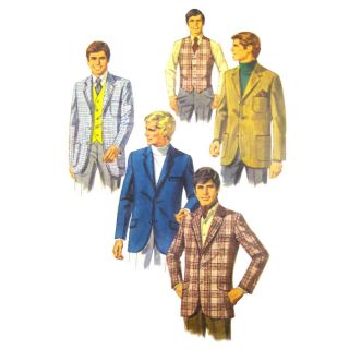 Vtg 60s Simplicity 8368 Mens Two Three Button Sports Coat Jacket Lined Vest 38