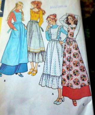 Lovely Vtg 1970s Pinafore & Apron Mccalls Sewing Pattern Large
