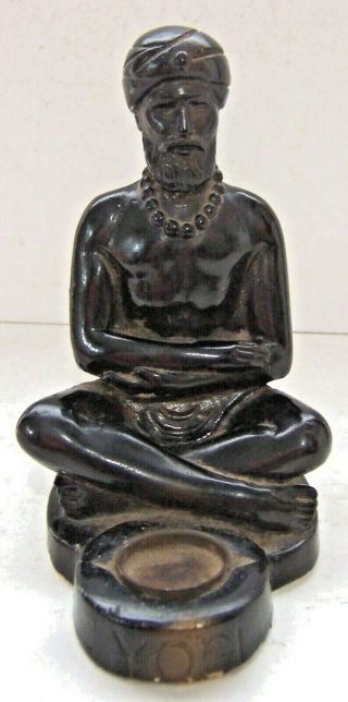 Vintage 1954 Plaster Black Yogi Swami Guru Incense Burner Hindu Made In The Usa