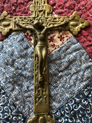 Vintage Metal Ihs Crucifix Wall Hanging Religious Cross 7 - 1/4 Inch Vintage