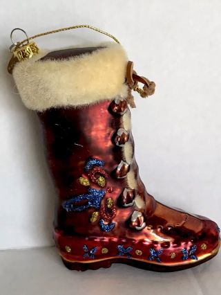 Christmas Frankenmuth Bronner’s Glass Vintage Victorian Boot Glass Ornament