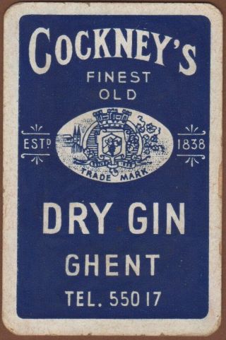 Playing Cards 1 Single Card Old Vintage Cockneys Dry Gin Alcohol Advertising
