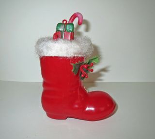 Rare 1950s Christmas Santa Claus Boot Ornament - Candy Container Celluloid
