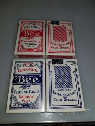 2 Packs / Deck 1 Blue & 1 Red Vintage Bee Playing Cards No 92 67