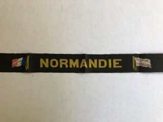 Rare French Line Ss Normandie (1935) Silk Embroidered Gala Ribbon