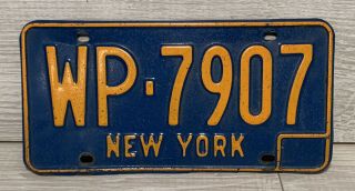 Vintage York State Blue & Yellow 1960’s License Plate Wp - 7907