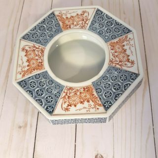 Vintage Japanese Imari Porcelain Hand Painted Floral Design Hexagon Ashtray