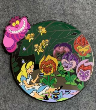 Alice In Wonderland Cheshire Cat Fantasy Pin Le 15/75 Htf Vhtf Disney Flowers 3d