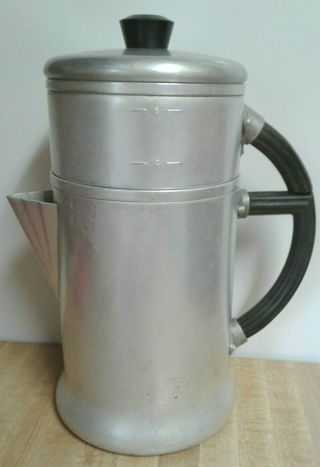 Vintage Wear Ever 966 Aluminum 6 Cup Coffee Pot 4 Piece Bakelite Handles Retro