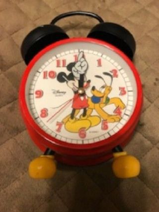 Vintage Disney Mickey Mouse & Goofy Quartz Alarm Clock