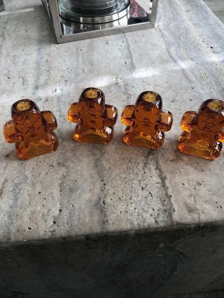 Nib Set Of 4 Williams Sonoma Glass Gingerbread Man Tiny Taper Candle Holders