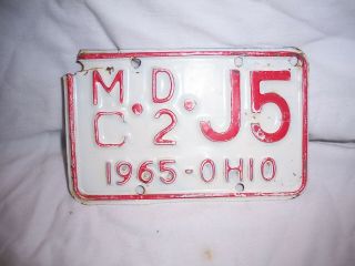 1965 Ohio Motorcycle Dealer License Plate Mc D1 J5 Clipped Corner