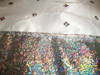 Christmas Tree Skirt Silver Metallic Shiny Sequins Glitter Satin Luxurious