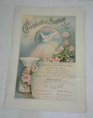 LMAS (3) 1915 Certificate of Baptism Virginia May Baldwin Norristown,  PA 2