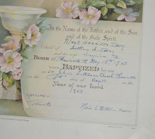 LMAS (3) 1915 Certificate of Baptism Virginia May Baldwin Norristown,  PA 5