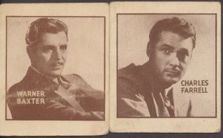 Movie Star Cards Pair Charles Farrell And Warner Baxter