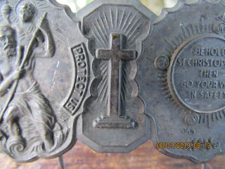 ANTIQUE 1920 ' s St.  Christopher Traveler Protection Medal Car DASH Pin Badge 3