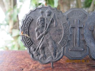 ANTIQUE 1920 ' s St.  Christopher Traveler Protection Medal Car DASH Pin Badge 4