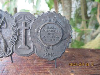 ANTIQUE 1920 ' s St.  Christopher Traveler Protection Medal Car DASH Pin Badge 5