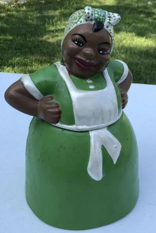 Vintage Aunt Jemima Mammy Cookie Jar Green Black Americana 12 " X8 " Retro
