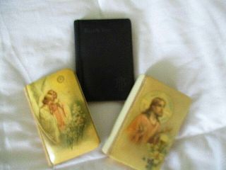 3 Sm Vintage Catholic Prayer Book 1925,  26,  38 (2) Celluloid Covers (3) Crucifix