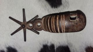 Vintage Iron Mexican Spur Heavy Great Detail 6 3/4 " Long,  Rowel 3 " Hand Forged