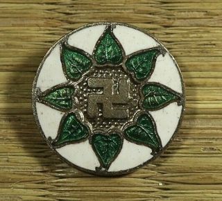 Enameled Badge / Buddhist Manji / Japanese / Vintage