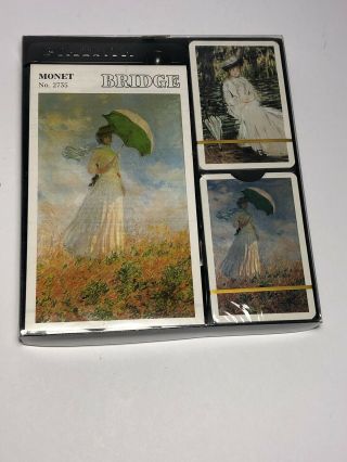 Piatnik Bridge Gift Set Double Deck Playing Cards Monet Woman With Umbrella