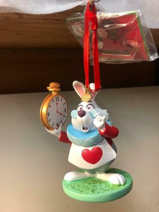Disney Store Alice In Wonderland White Rabbit Ornament - Rare - Nib
