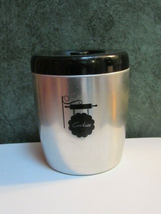 Vintage West Bend Aluminum Large Cookie Jar Canister Black Lid 1950 