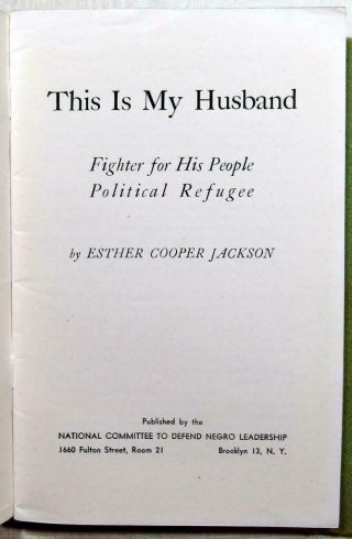 1953 ESTHER COOPER JACKSON - “This is My Husband” - James Jackson - Civil Rights 2