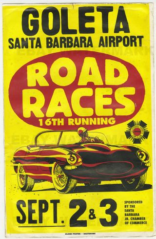 1960s Jaguar E - Type Xke Santa Barbara Race Vintage Advertising Poster 11 X 17