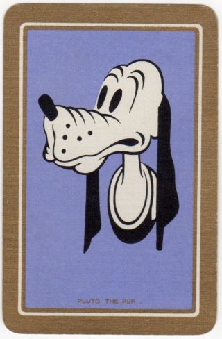 Playing Cards 1 Swap Card - Old Vintage Disney Named Pluto The Pup Mickey Mouse