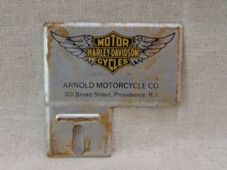 Harley Davidson Arnold Motorcycle Co.  R.  I.  Advertising Bike License Plate Topper