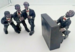 Vintage African American Jazz Singer And Pianist Figurines Musicians 3 - Piece Set