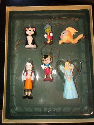 Walt Disney Pinocchio Storybook Ornament 6 Piece Box Set Jiminy Figaro Cleo