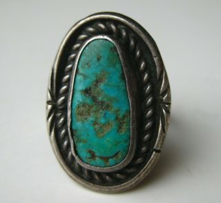 Vtg Navajo Indian Sterling Pawn Silver Turquoise Ring Size 9