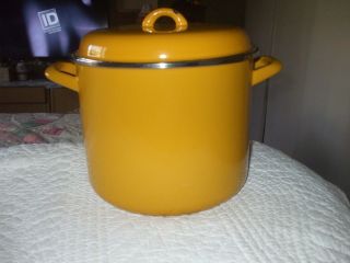 Vintage San Ignacio Spain Large Yellow Stock Pot Cookware Boiler Steamer Pot Pan